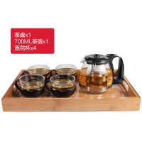 耐热玻璃茶壶家用红茶茶具套装大号花茶壶茶水杯过滤泡茶壶冲茶器 WG72+茶盘