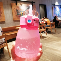好看的水杯外出可爱吸管杯大人网红便携少女生心奶瓶成年杯子 粉色308毫升收藏宝贝送杯刷