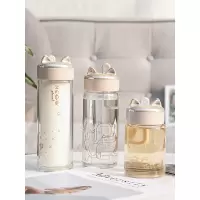 水杯耐热玻璃杯少女ins风双层简约便携小杯子清新森系办公花茶杯