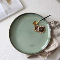 清仓创意个性6-10寸浮家用陶瓷西餐盘小圆盘小吃碟装饰盘点心盘 钴绿色微瑕28.2cm