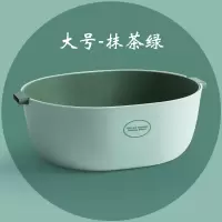 家用双层洗菜篮厨房洗菜盆沥水篮子创意水果盘客厅果盆水果篮 大号抹茶绿