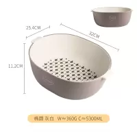 双层洗菜盆沥水篮厨房网红水果盘客厅家用收纳筐漏水盆 椭圆-灰白