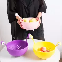 北欧ins水果盘创意可爱简约零食收纳篮家用客厅卡通水果篮沥水篮 黄+紫+粉