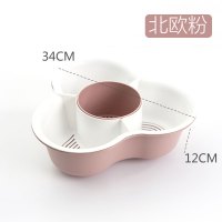 抖音同款家用分格火锅蔬菜拼盘双层水果盘洗菜篮洗菜盆沥水篮 北欧粉-大号