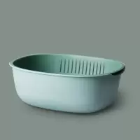 洗菜盆沥水篮水果盘果盘菜盆家用菜篮双层水果篮托盘果篮 抹茶绿椭圆(适合洗大个蔬菜)