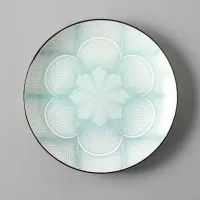 北欧菜盘陶瓷家用可爱 ins网红日式餐具水果盘子创意西餐牛排碟子 8英寸浅蓝六合牛扒浅盘20cm