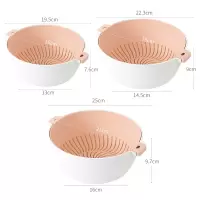 双层洗菜盆沥水篮厨房家用创意洗菜篮子淘米洗米水果盘沥水筐 粉色-大中小(圆形)