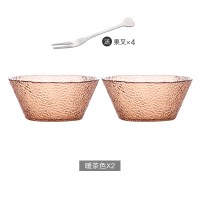 北欧风格玻璃水果盘创意现代水晶水果盆客厅茶几家用个性时尚果篮 暖茶色*2(送4个果叉)