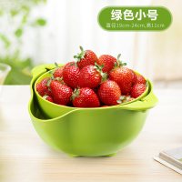 双层洗菜盆沥水篮洗水果洗菜菜篮厨房现代客厅创意家用水果盘 360°翻转清纯绿(小号)