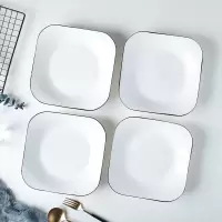 4个装陶瓷盘子家用菜盘套装创意网红ins汤盘方碟子水果盘北欧餐具 4个装方盘—8寸纯白
