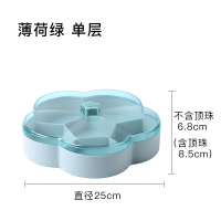 创意双层分格带盖透明密封糖果盒坚果盘瓜子盘家用客厅零食干果盘 单层薄荷绿