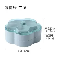 创意双层分格带盖透明密封糖果盒坚果盘瓜子盘家用客厅零食干果盘 双层薄荷绿