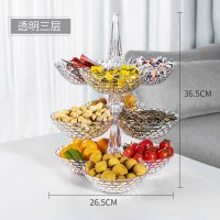 可叠加多层水果盘客厅家用创意干果盒零食盘瓜子糖果盒茶几点心架 透明色三层