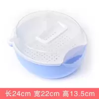 双层水果盘沥水篮家用懒人糖果盘盒创意厨房客厅嗑吃瓜子 大号有盖(蓝色+白)