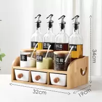 厨房用品调料盒调味罐子醋油壶瓶玻璃盐罐收纳家用调料瓶组合套装 A款调料置物架玻璃罐11件套