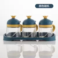 调料盒套装玻璃调料罐组合装油壶胡椒粉调味瓶盐罐调料罐子收纳盒 菠萝三组