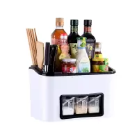 调料盒家用厨房用品收纳盒调味罐调味品盐罐调料瓶罐子置物架套装 中号3抽屉白色