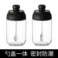 调料罐子厨房用品家用密封油壶盐味精勺盖一体调味料盒瓶组合套装 密封不漏—刷子+蜂蜜款[两个装]→送标贴