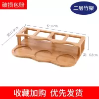 欧式玻璃调料罐防潮调味罐厨房盐罐白糖味精调料盒调味瓶组合套装 两层竹木架