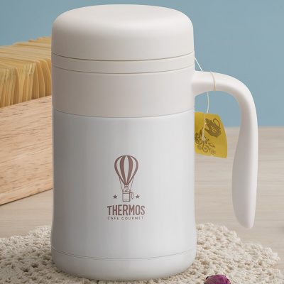 膳魔师(THERMOS)人气不锈钢办公保温杯泡茶杯咖啡杯TCMG-370 白色