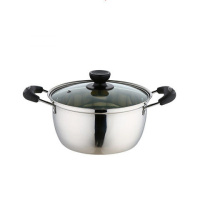 特厚不锈钢蒸锅汤锅单层汤锅不粘锅烘焙精灵小炖锅煲汤锅具煮粥锅18-26cm 24CM双柄加厚单底