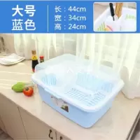 带盖碗架 置物大号碗碟沥水架 碗筷收纳盒 烘焙精灵厨房餐具架 翻盖碗柜 大号带盖碗架(蓝色)
