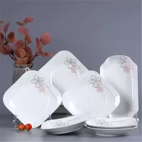 6个陶瓷盘子1个鱼盘子家用陶瓷碟子烘焙精灵鱼盘子菜盘圆盘餐具套装 七彩梦 6个7.5英寸如意盘+1个鱼盘