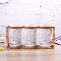 厨房陶瓷沥水筷子笼创意架子筷子盒套装餐具烘焙精灵收纳盒置物架筷子筒套 三个古钱筷筒