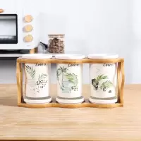厨房陶瓷沥水筷子笼创意架子筷子盒套装烘焙精灵餐具收纳盒置物架筷子筒套 椰树三个筷筒带竹架花面随机