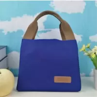 韩版手提饭盒袋加厚保温便当包烘焙精灵牛津布铝箔饭盒包小学生午餐包小号 宝蓝色小号