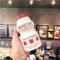 卡通可爱少女水杯韩版软妹ins烘焙精灵牛奶杯男女学生情侣茶杯酸奶杯 能量杯480ml 杯子+杯刷+背带