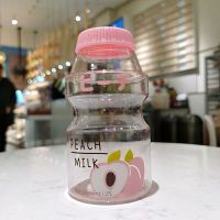 卡通可爱少女水杯韩版软妹ins烘焙精灵牛奶杯男女学生情侣茶杯酸奶杯 透明版水蜜桃480ml 单个杯子