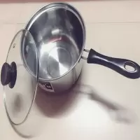 奶锅不锈钢汤锅18cm小奶锅韩式厨烘焙精灵房煮奶瓶锅电磁炉小锅面条锅 20CM单柄[玻璃盖]