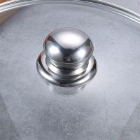 锅盖 钢化玻璃盖 透明可视可立烘焙精灵手柄不粘锅盖炒锅盖子防爆奶锅盖 不锈钢圆珠把手 窄边钢化玻璃盖-24cm内径使用