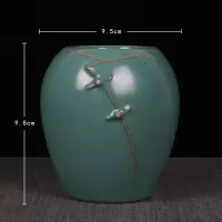 茶具六君子功夫茶具零配件烘焙精灵陶瓷茶筒白瓷茶道茶夹茶勺茶盘摆件套装 古陶-古绿[单筒不带配件]
