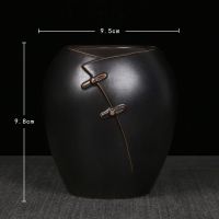 茶具六君子功夫茶具零配件陶烘焙精灵瓷茶筒白瓷茶道茶夹茶勺茶盘摆件套装 古陶-黑禅[单筒不带配件]