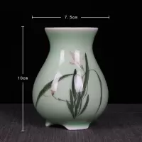 茶具六君子功夫茶具零配件烘焙精灵陶瓷茶筒白瓷茶道茶夹茶勺茶盘摆件套装 青瓷手绘-河柳[单筒不带配件]
