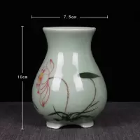 茶具六君子功夫茶具零配件烘焙精灵陶瓷茶筒白瓷茶道茶夹茶勺茶盘摆件套装 青瓷手绘-荷花[单筒不带配件]
