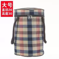大中小号保温饭盒袋便当包烘焙精灵加厚圆形保温袋特大保冷饭桶袋 [大号]20X30巧克力色格纹