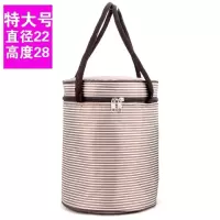 大中小号保温饭盒袋便当包烘焙精灵加厚圆形保温袋特大保冷饭桶袋 [号]22X28咖啡色条纹
