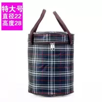 大中小号保温饭盒袋便当包烘焙精灵加厚圆形保温袋特大保冷饭桶袋 [号]22X28深蓝色大格纹