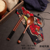 日式和风勺筷便携式套装餐具烘焙精灵木质复古勺筷旅行大学生勺子筷子 异域风情勺筷套装