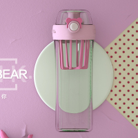 运动水杯果汁杯便携蛋白质烘焙精灵健身杯情侣成人随手杯子 摇摇杯—嫣然粉