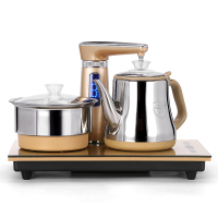 37X23全自动上水电磁炉茶具配件烧烘焙精灵水壶玻璃茶壶套装家用冲泡茶器 37X23全自动消毒款金色