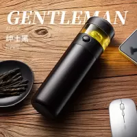 保温杯男茶水分离泡茶杯大容量烘焙精灵316不锈钢便携过滤水杯子 绅士黑