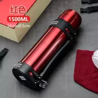 保温壶大容量便携户外大号烘焙精灵1.2 3l升旅行不锈钢保温杯便携热水壶 红色1500送背带无杯套