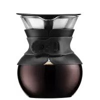 滴滤式玻璃咖啡壶不锈钢滤烘焙精灵网手冲壶POUR OVER 黑色(500ml)