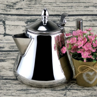 不锈钢拉丁壶带过滤网烘焙精灵餐厅咖啡加厚酒店水壶家用茶具饭店茶壶 加厚1.5L短嘴壶(无网)实装1.2L