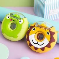 创意硅胶带手提童款水壶烘焙精灵网红甜甜圈儿童便携水杯耐摔 爱丽莎蓝色