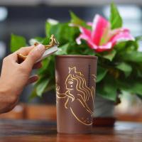 杯子复古女神咖啡杯烘焙精灵皇冠女神双层马克杯金色盖子